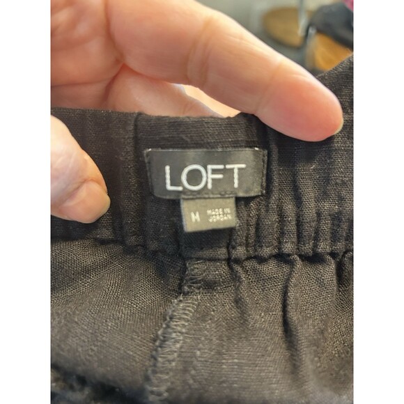 Ann Taylor Loft Women's Size Medium Pants Black Linen Blend Wide Leg Pull On - Picture 4 of 8